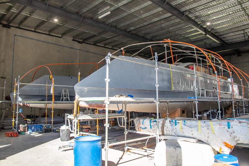 This vessel is so impressive, even more so now with much of her in base coat - Cure Marine Custom 70 - photo © John Curnow