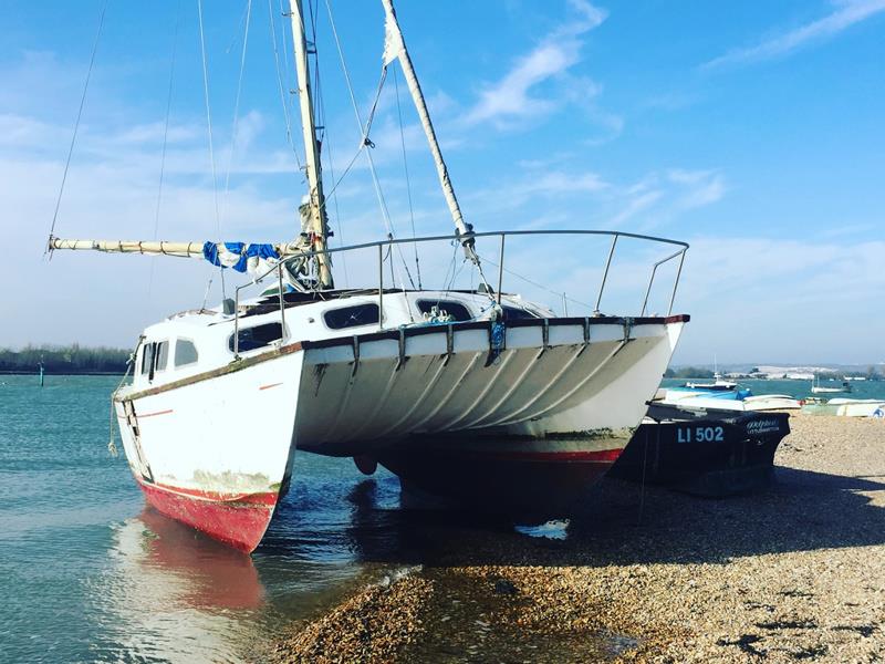 Abandoned catamaran photo copyright Phil Heaton taken at Ocean Cruising Club and featuring the Catamaran class