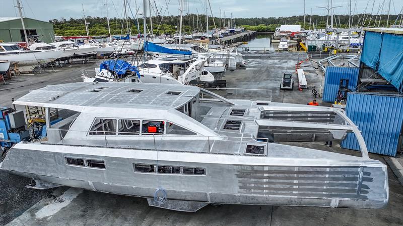 Delos 2.0, the custom-designed, aluminium expeditionary catamaran, under construction - photo © SV Delos