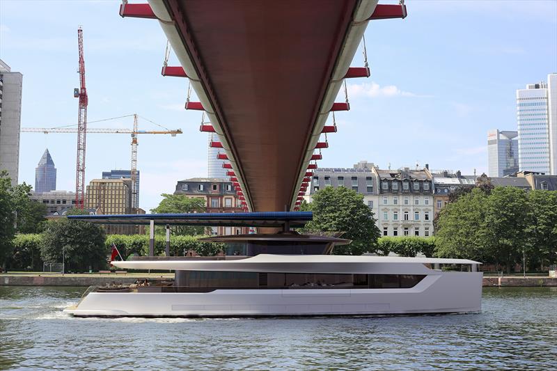 Dragonfly demonstrating her versatility and practicality by reducing her air draft photo copyright Dixon Yacht Design taken at  and featuring the Catamaran class