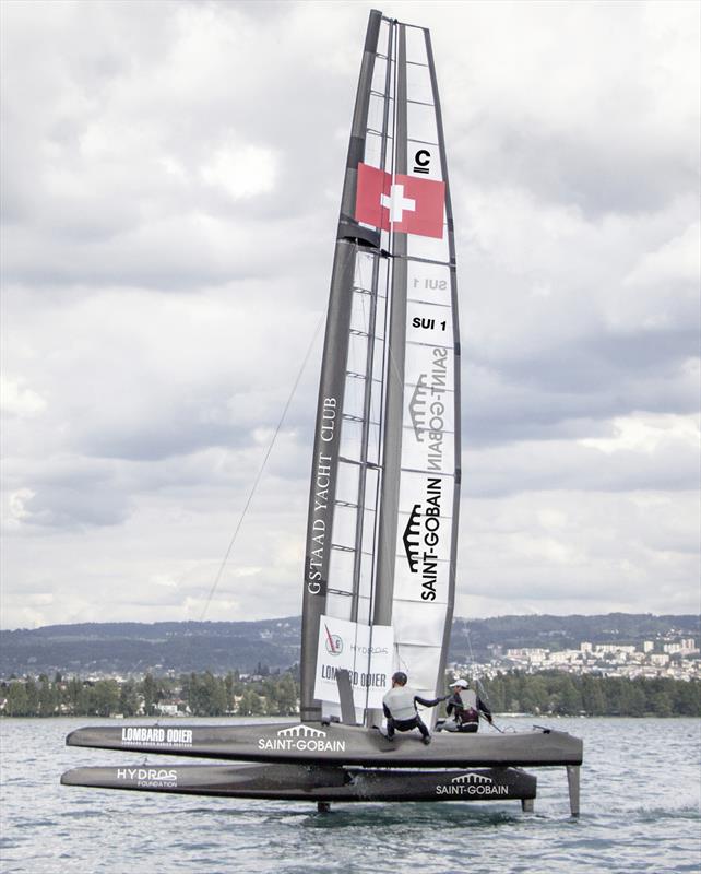 Billy Besson and Matthieu Vandame (Gstaad Yacht Club and Saint-Gobain) will compete in the 2015 Little Cup photo copyright Juerg Kaufmann / Gstaad Yacht Club taken at Gstaad Yacht Club and featuring the C Class Cat class