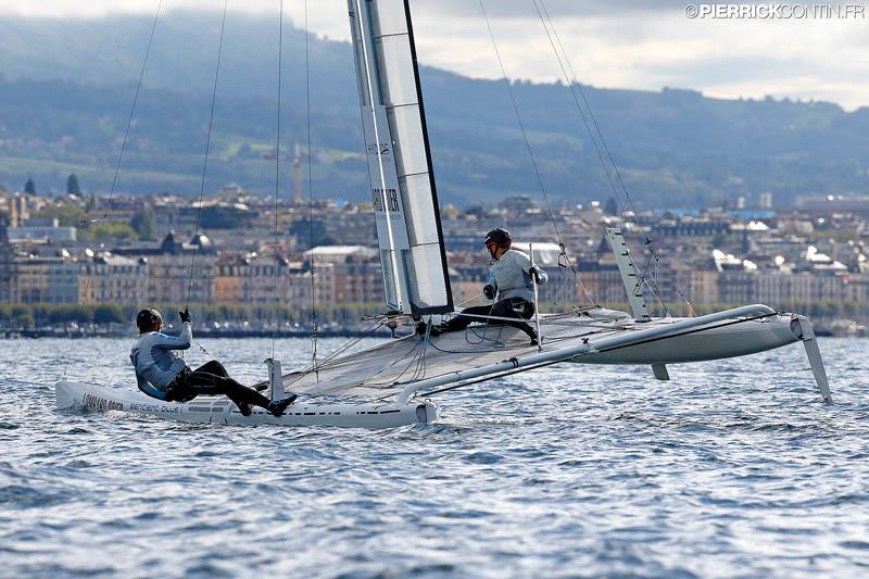 Little Cup 2015 action on Lake Geneva photo copyright Pierrick Contin / www.pierrickcontin.com taken at Société Nautique de Genève and featuring the C Class Cat class