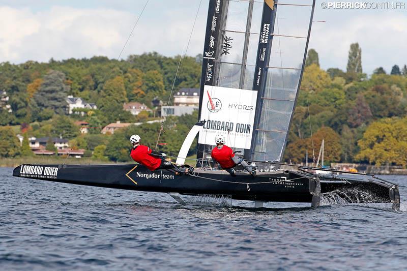 Little Cup 2015 action on Lake Geneva photo copyright Pierrick Contin / www.pierrickcontin.com taken at Société Nautique de Genève and featuring the C Class Cat class