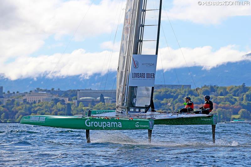 Little Cup 2015 action on Lake Geneva photo copyright Pierrick Contin / www.pierrickcontin.com taken at Société Nautique de Genève and featuring the C Class Cat class