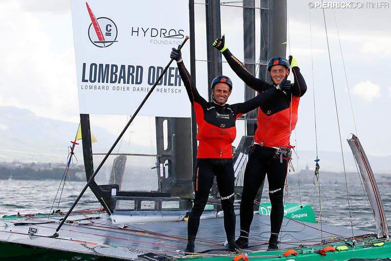 Franck Cammas and Louis Viat on Groupama C win the Little Cup 2015 photo copyright Pierrick Contin / www.pierrickcontin.com taken at Société Nautique de Genève and featuring the C Class Cat class