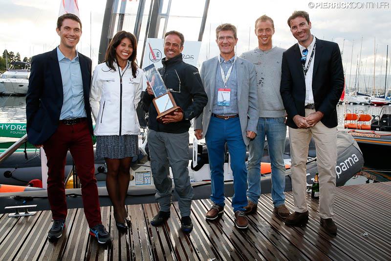 Franck Cammas and Louis Viat on Groupama C win the Little Cup 2015 photo copyright Pierrick Contin / www.pierrickcontin.com taken at Société Nautique de Genève and featuring the C Class Cat class