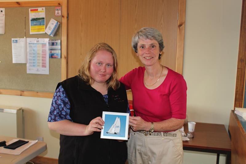 Challenger sailor, Jessica Campbell (left) receives her trophy from Margaret Purkis, wife of the Solway Yacht Club Commodore at the Solway YC Kippford Week prize giving photo copyright Beatrice Overend taken at Solway Yacht Club and featuring the Challenger class