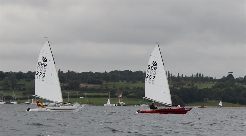 Val Millward (1st overall) leading Graham Hall (2nd overall) during the Challenger UK Nationals at Rutland photo copyright Tony Mayhew taken at Rutland Sailing Club and featuring the Challenger class