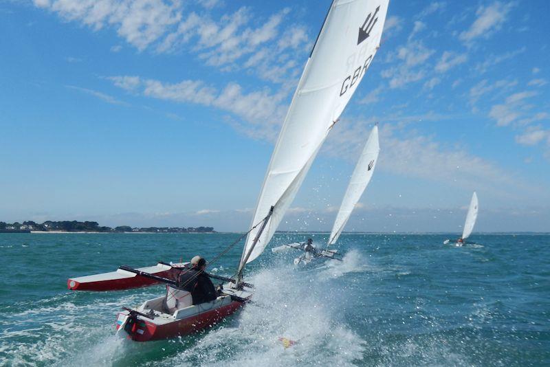 Graham Hall leads french Paralympian Damien Seguine and Val Millward photo copyright Richard Johnson taken at  and featuring the Challenger class