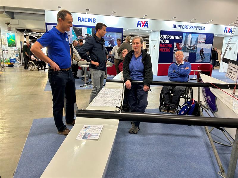 Micky Beckett & Mark Jardine judging for the Concours d'Elegance at the RYA Dinghy & Watersports Show 2023 photo copyright RYA taken at RYA Dinghy Show and featuring the Challenger class