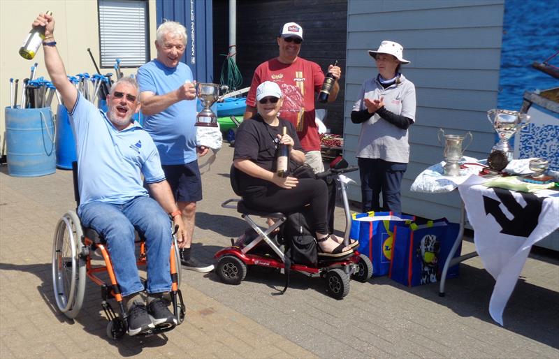 Most of `Team Scotland` receiving the Dan Newton Cup - UK Open Challenger Championship at Weymouth photo copyright Liz Newton taken at Weymouth & Portland National Sailing Academy and featuring the Challenger class
