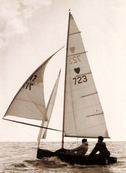 An early Gregory Cherub showing how Greg was developing the concept of the 'reaching' spinnaker and the semi battened mainsail photo copyright The Gregory family taken at  and featuring the Cherub class