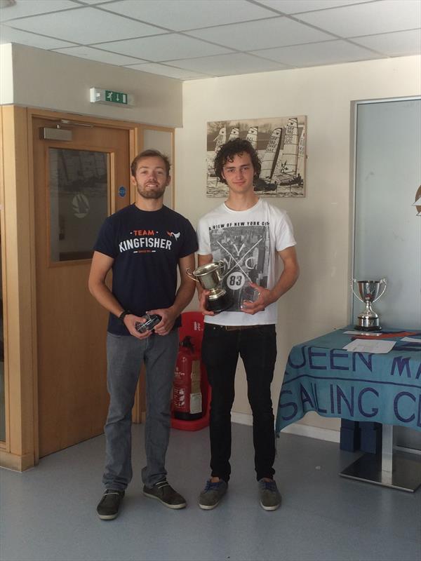 Eddie Bridlie & Sam Curtis win the Cherub Inlands at Queen Mary photo copyright Charles Wand-Tetley taken at Queen Mary Sailing Club and featuring the Cherub class