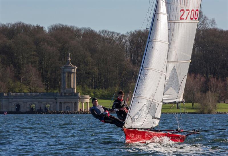 Dan's boat making a triumphant return to the water during the Rutland Cherub Open photo copyright Tim Olin / www.olinphoto.co.uk taken at Rutland Sailing Club and featuring the Cherub class