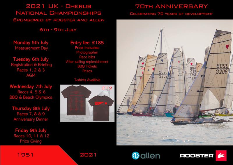 UK Cherub 70th Anniversary Nationals Poster photo copyright UK Cherub Class taken at Weymouth & Portland Sailing Academy and featuring the Cherub class