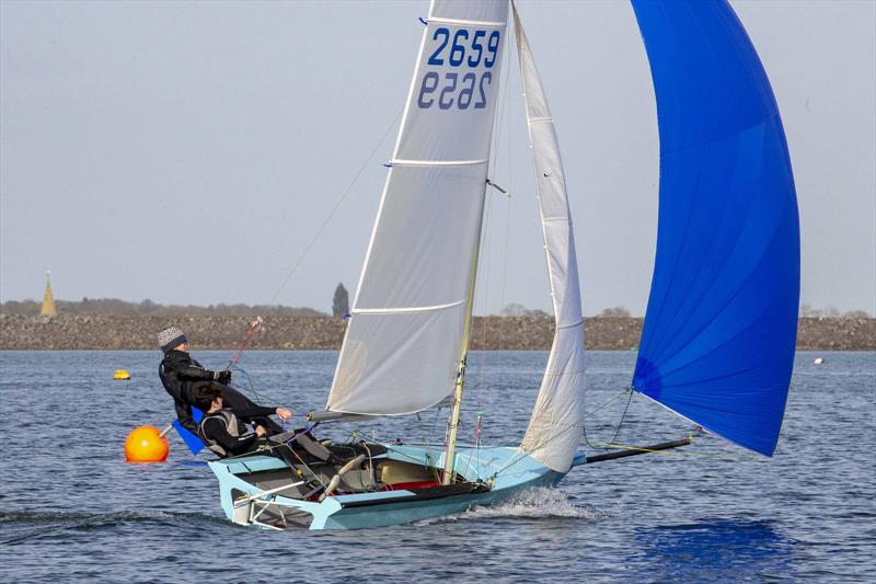 Robin Jones and Oliver Goolden take second in the Cherubs at Rutland's Skiff Event photo copyright Tim Olin / www.olinphoto.co.uk taken at Rutland Sailing Club and featuring the Cherub class