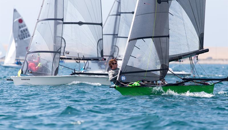 Cherubs at the Weymouth Dinghy Regatta - Paul Croote and Ed Higham storming upwind, shadowing the 800s in Marmite - photo © Richard White