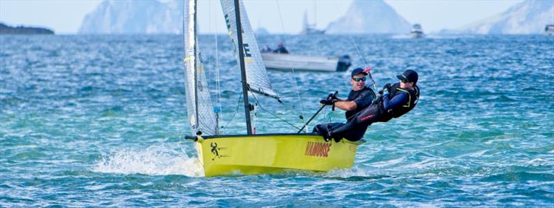 Mike Sanderson sailing their Cherub, Vamoose, with son Merrick - photo © Bruce Carter