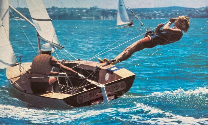 Mark Paterson and David Mackay sailing the Cherub Queenie Sarah Jane Blucher (QSJB) photo copyright PJ Montgomery taken at Takapuna Boating Club and featuring the Cherub class