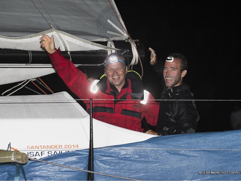 Alex Pella and Pablo Santurde on Tales Santander 2014 finish second in the Class 40 class in the Transat Jacques Vabre 2013 photo copyright Jean Marie Liot / DPPI / TJV taken at  and featuring the Class 40 class