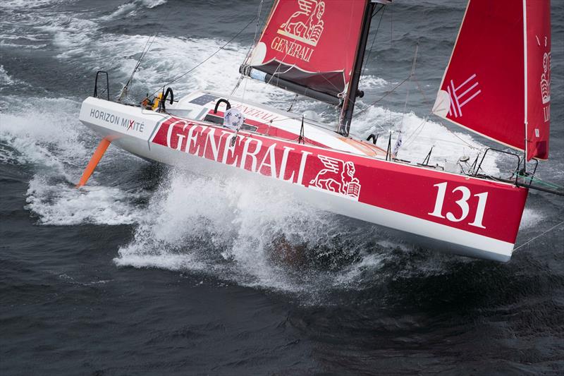 Generali-Horizon Mixité skipper Isabelle Joschke gets off to a great start from Plymouth leading the Class40 fleet in The Transat bakerly 2016 photo copyright Lloyd Images taken at  and featuring the Class 40 class