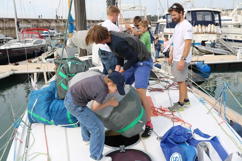 13 cadets from the Royal Channel Island Yacht Club spend the day aboard the Class 40 yacht Imerys photo copyright Phil Sharp Racing taken at Royal Channel Islands Yacht Club and featuring the Class 40 class