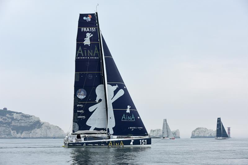 Normandy Channel Race 2019 competitors pass the Needles photo copyright Rick Tomlinson taken at  and featuring the Class 40 class