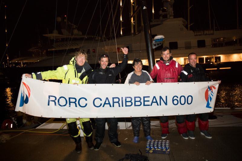 New Class40 race record set by Eärendil crew: Pietro Luciani (IT), Pablo Santurde (ES), Catherine Pourre (FR), Benoit Hochart (FR), Carlos Ruigomez (ES) - 2018 RORC Caribbean 600 photo copyright RORC / Arthur Daniel taken at Royal Ocean Racing Club and featuring the Class 40 class