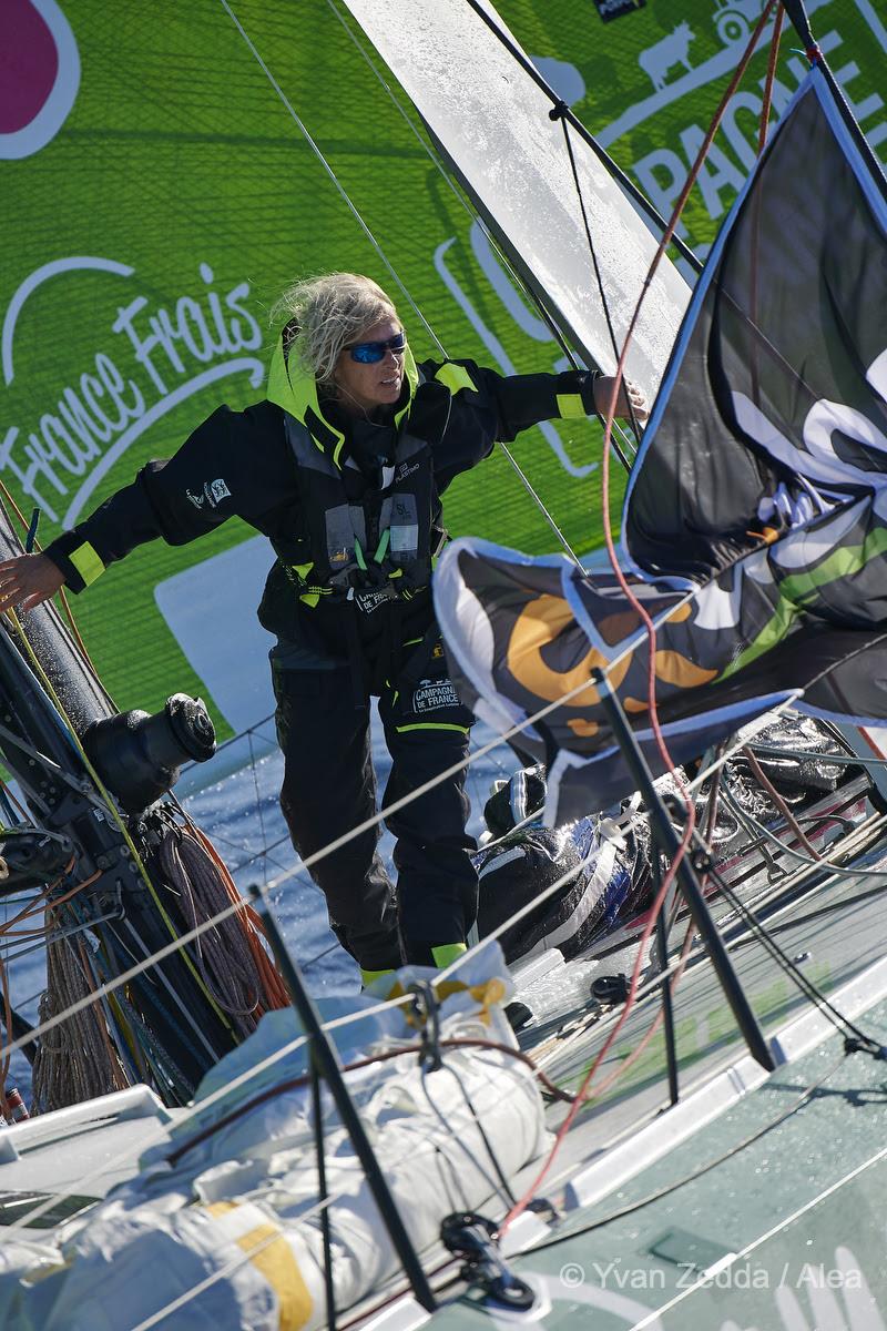 British skipper Miranda Merron is training on Imoca Campagne de France on September 10, 2020, off Lorient, France photo copyright Yvan Zedda / Alea taken at Royal Ocean Racing Club and featuring the Class 40 class