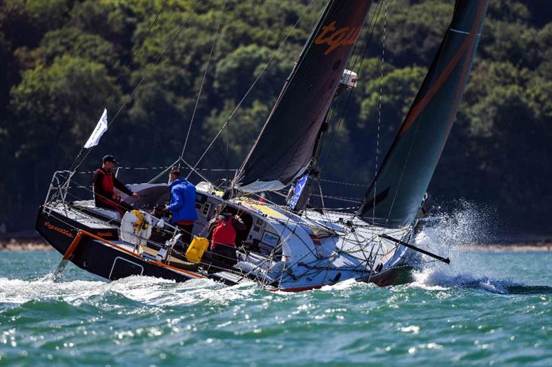 Tquila Class40 off Osborne Bay, closing in on the finish at the RYS in Cowes  photo copyright James Tomlinson / RORC taken at Royal Ocean Racing Club and featuring the Class 40 class