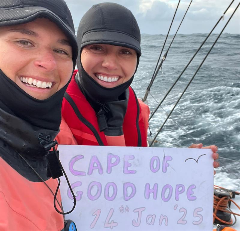 Cole Brauer passes the Cape of Good Hope again, and ZaZa Tucker racks up her first of many Capes to come photo copyright Elizabeth Tucker taken at  and featuring the Class 40 class