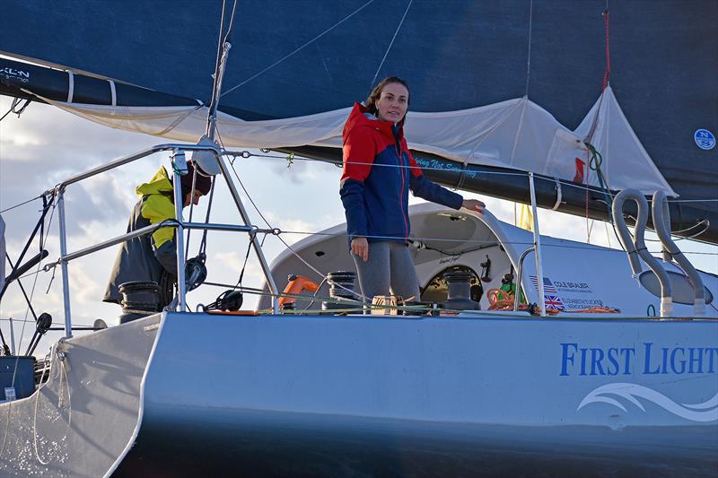 First Light arrives into Hobart with Coel Brauer and Elizabeth Tucker on board after epic trip from Spain photo copyright Clint Taylor/Za Ocean Racing taken at  and featuring the Class 40 class