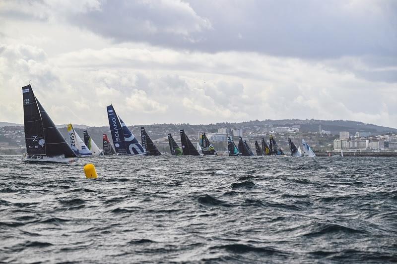 The Class 40 fleet start their second leg of Transat Café L'or Le Havre Normandie 2025 off La Coruña, Spain photo copyright Vincent Curutchet / Alea taken at  and featuring the Class 40 class