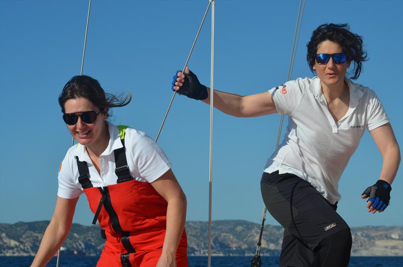 Co-skippers Ambre Hasson and Marine Feuerstein sailing aboard Class40 #89 - photo © Ambre Hasson Collection