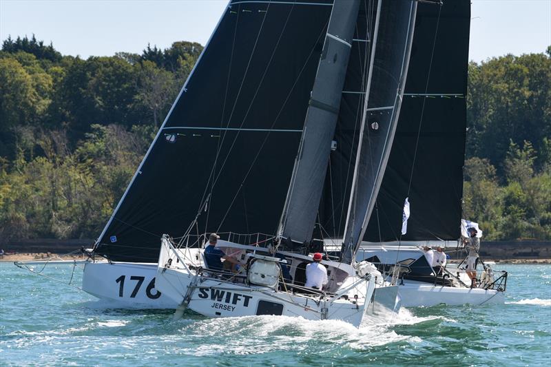 Close racing for Swift and Penfret during the 2026 RORC Round Britain and Ireland Race - photo © Rick Tomlinson / RORC