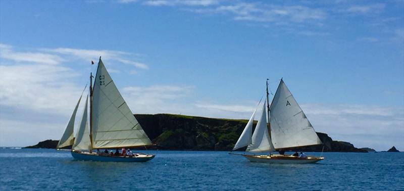 1890's yachts Elsie & Airlie racing past Adam Island during the Glandore Classic Regatta 2015 photo copyright Cormac O'Carroll taken at Glandore Harbour Yacht Club and featuring the Classic Yachts class