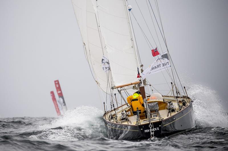 French legend Loick Peyron aboard Pen Duick II during The Transat bakerly photo copyright Lloyd Images taken at  and featuring the Classic Yachts class