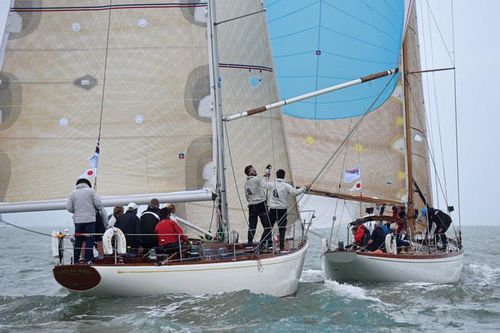 Firebrand chases Bojar on the 'Red 1' course at Charles Stanley Direct Cowes Classics Week photo copyright Rick Tomlinson / www.rick-tomlinson.com taken at Royal London Yacht Club and featuring the Classic Yachts class