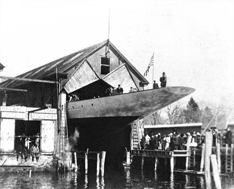 Elena in 1911 at the Herreshoff Mfg Co, Bristol, Rhode Island photo copyright Herreshoff Mfg Co taken at Antigua Yacht Club and featuring the Classic Yachts class