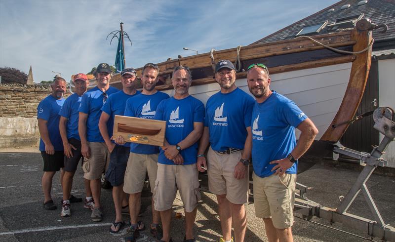 The victorious crew of Bounty’s End with The Bligh Challenge Trophy, a model half boat based on the original design of Bounty’s Launch at Tilley Endurables Falmouth Classics - photo © Conrad Humphreys