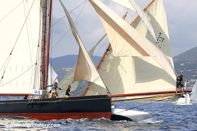 Classics Marigold (black hull) and Endrick crash at Les Voiles de Saint-Tropez 2019 - photo © Ingrid Abery / www.ingridabery.com