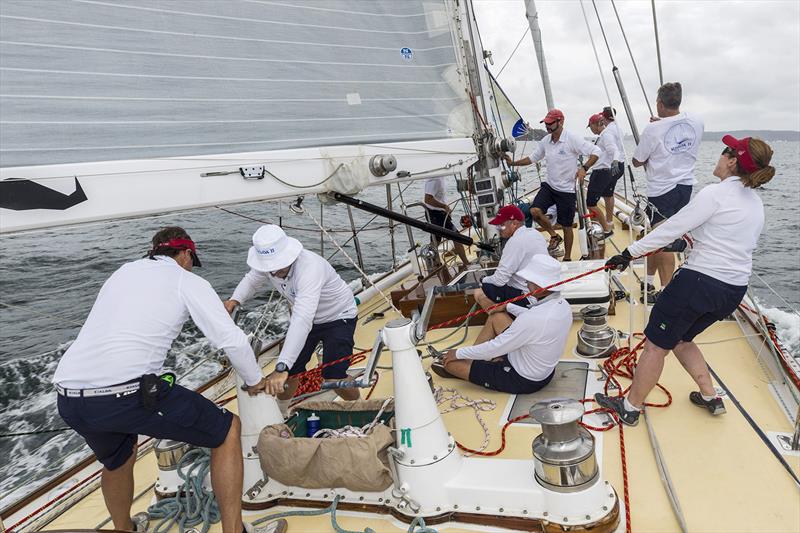 All the crew had jobs and deck mounted winches - your back hurts thinking about it. - photo © Andrea Francolini