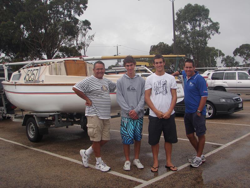 Continuing 50 years of family tradition - Glenn Dyer, Mitch Dyer, Michael Walsh (nephew) and Darryn after the 2010 Marlay Point Overnight Race photo copyright Lake Wellington Yacht Club taken at Lake Wellington Yacht Club and featuring the Classic Yachts class