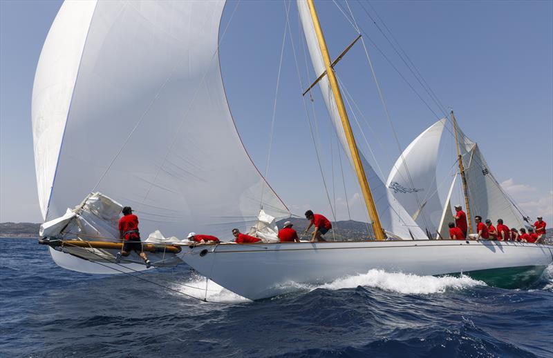 Halloween wins Big Boat category on day 1 of Puig Vela Clàssica Barcelona 2018 photo copyright Nico Martinez / www.MartinezStudio.es taken at Real Club Nautico de Barcelona and featuring the Classic Yachts class