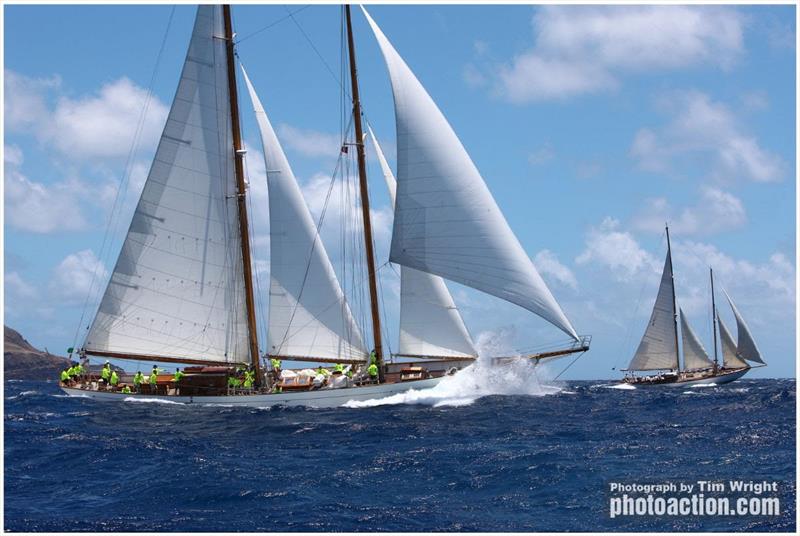 Staysail Schooner 115' Eros sails to the East Coast of the States - Antigua Classic Yacht Regatta 2019 - photo © Tim Wright / www.photoaction.com