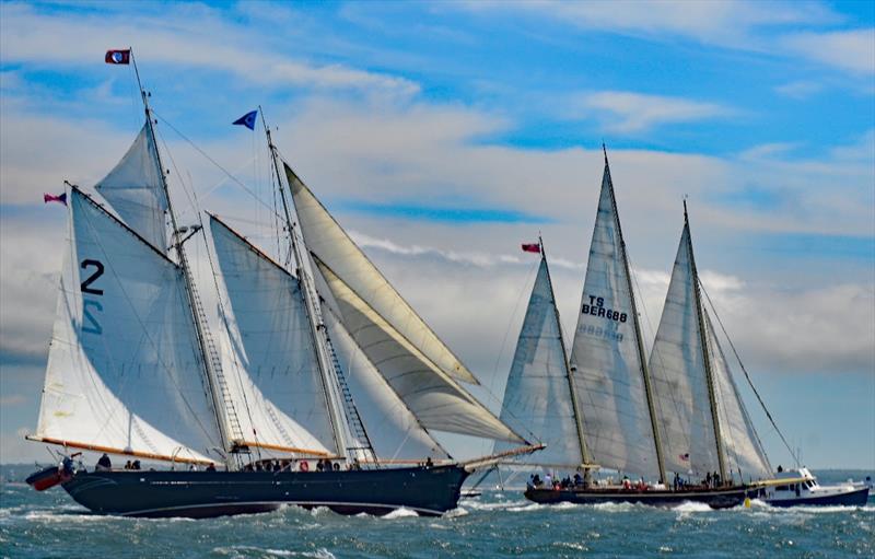 Tabor Boy, (2), the 92-foot iron-hulled schooner from Tabor Academy in Marion MA won the Classic Yacht Division of the 2019 Marion Bermuda Race. Her captain, James Geil, said Tabor Boy would defend her title in the next race scheduled for 18 June, 2021. A photo copyright Talbot Wilson taken at Beverly Yacht Club and featuring the Classic Yachts class