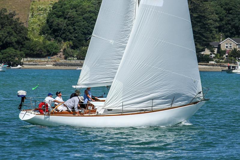 Two Rainbows - Rainbow II, one of New Zealand's sailing icons - winner of the One Ton Cup in 1969 and raced by Chris Bouzaid's  - Leo's son - Mahurangi Regatta - January 2020 photo copyright Richard Gladwell / Sail-World.com taken at  and featuring the Classic Yachts class