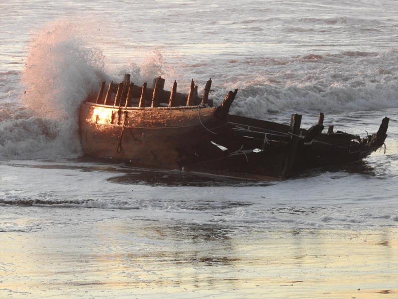 The remains of the 53ft Daring lost in 1865 at the entrance to the Kaipara Harbour are exposed after a storm in 2018 photo copyright Classic Yacht Charitable Trust taken at Royal New Zealand Yacht Squadron and featuring the Classic Yachts class