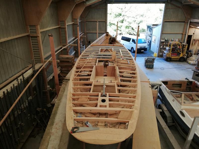 The Bailey lines become apparent as the deck beams are placed - Ida - May 2019 photo copyright Classic Yacht Charitable Trust taken at Royal New Zealand Yacht Squadron and featuring the Classic Yachts class