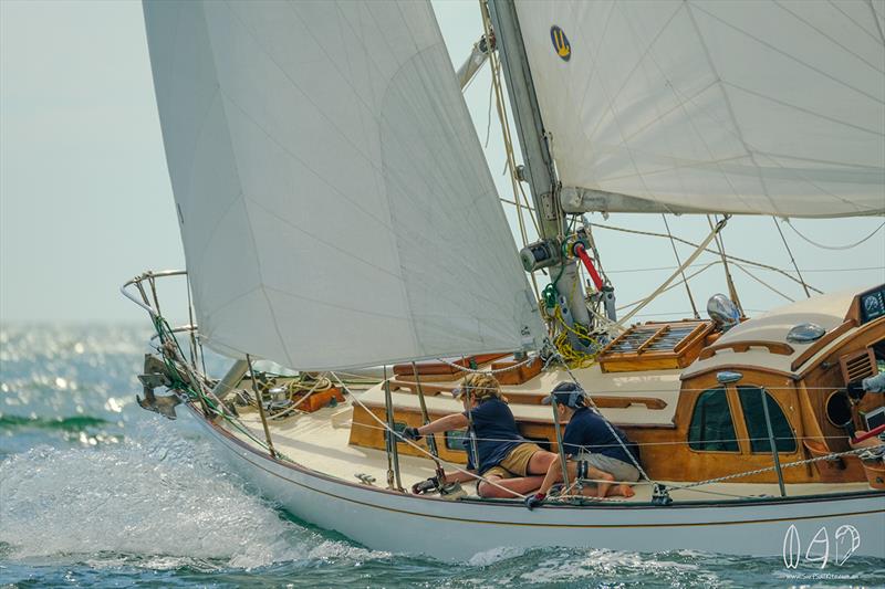 Young sailors enjoying vintage yachts - Vintage Yacht Regatta photo copyright Mitch Pearson / Surf Sail Kite taken at Queensland Cruising Yacht Club and featuring the Classic Yachts class
